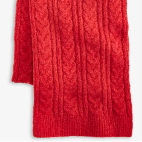 Red Scarf with Classic Cable Knit Pattern. Style & Co. New. - Picture 5 of 15